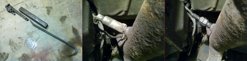 LEFT: MOAR leverage. CENTER: Finally cracked loose. RIGHT: Chasing threads.